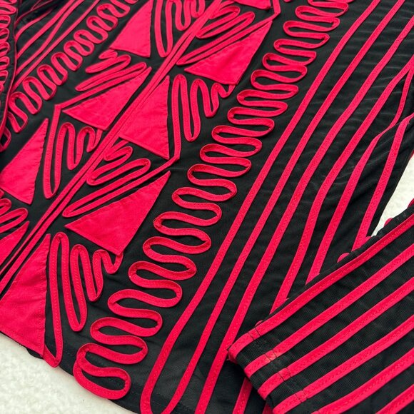 VTG Joseph Ribkoff Statement Jacket Black Red Geometric Abstract Bold 80s 90s XL - Picture 2 of 14